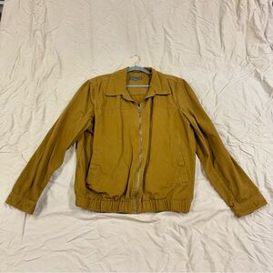 Bleecker & Broad Men’s Jacket L Brown Canvas Zip Bomber Style Casual Lightweight